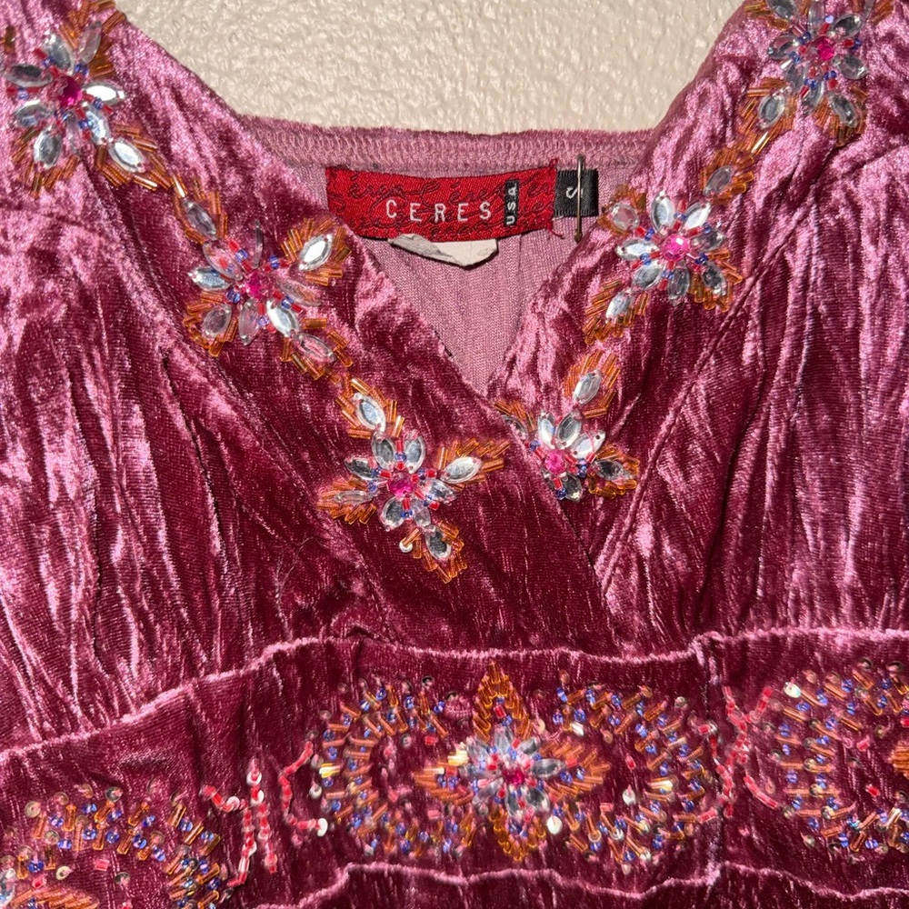 Vintage Y2K | Ceres Crushed Velvet Beaded Tank Top